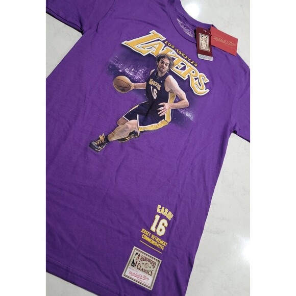 Pau Gasol LA Lakers Mitchell & Ness NBA Career Stats Champion Purple Small NWT - Picture 5 of 11